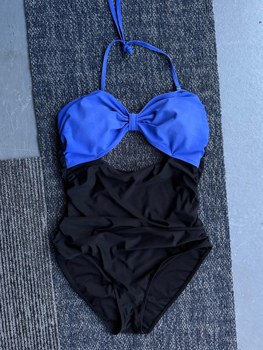 Blue and Black One-Piece Swimsuit